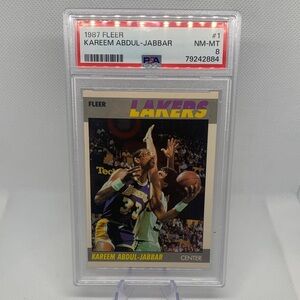 1987 Fleer Kareem Abdul-Jabbar PSA Near Mint NBA Basketball LA Lakers HOF Legend